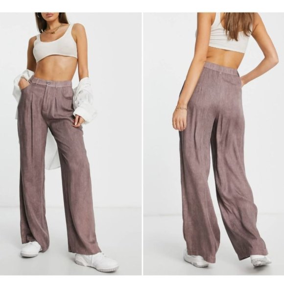 ASOS Design Pants - ASOS Design Hourglass Wide Leg Dad Pants Washed Mink 14